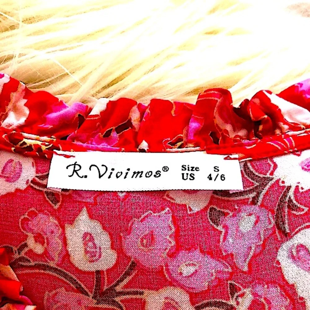 EUC- R Vivimos Summer Sleeveless Floral Print Button Up Bohemian Flowy Maxi - Picture 3 of 14